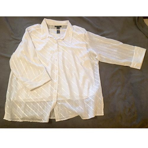 Sheer White Blouse with Attached Cami - Picture 1 of 4